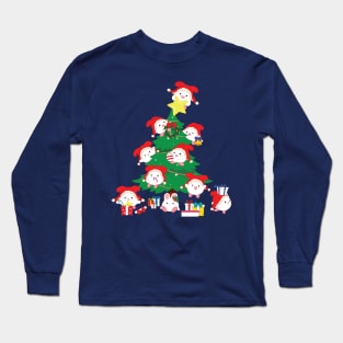 Christmas Tree with Bunny Elves Long Sleeve T-Shirt